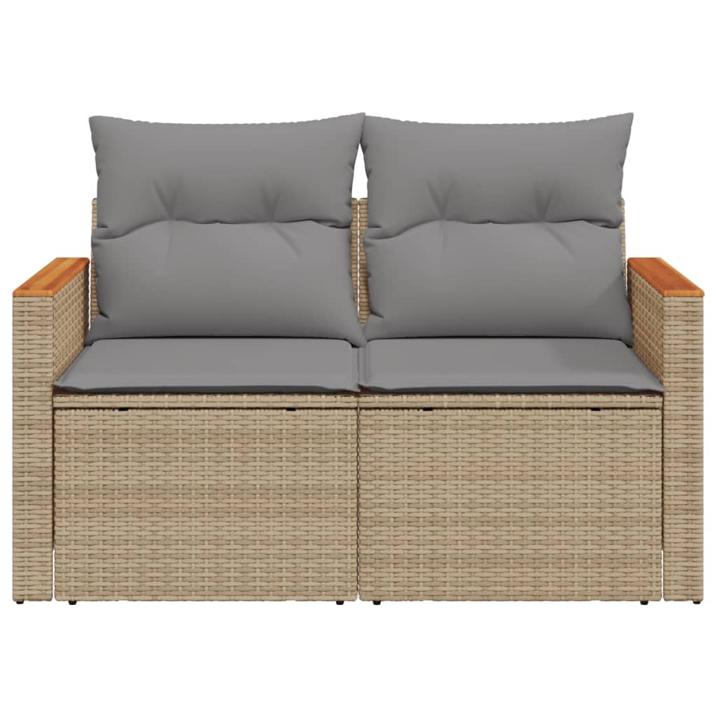 Divano da Giardino con Cuscini a 2 Posti Beige in Polyrattan 366110