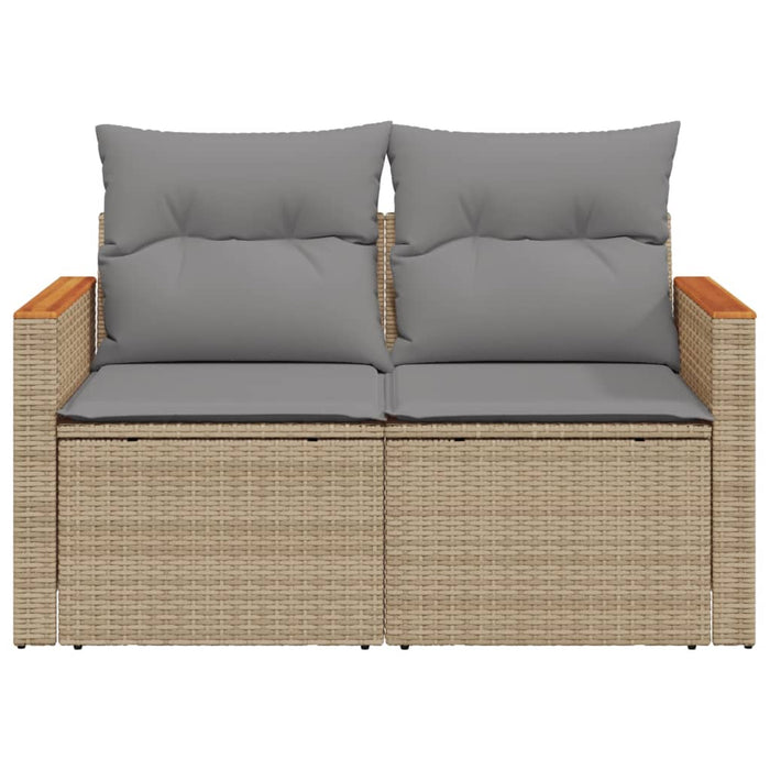 Divano da Giardino con Cuscini a 2 Posti Beige in Polyrattan 366110