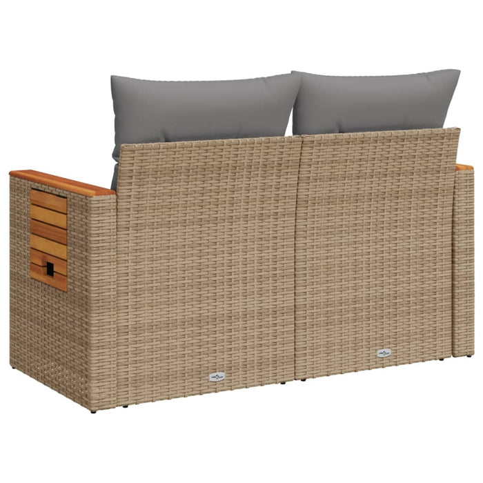 Divano da Giardino con Cuscini a 2 Posti Beige in Polyrattan 366110