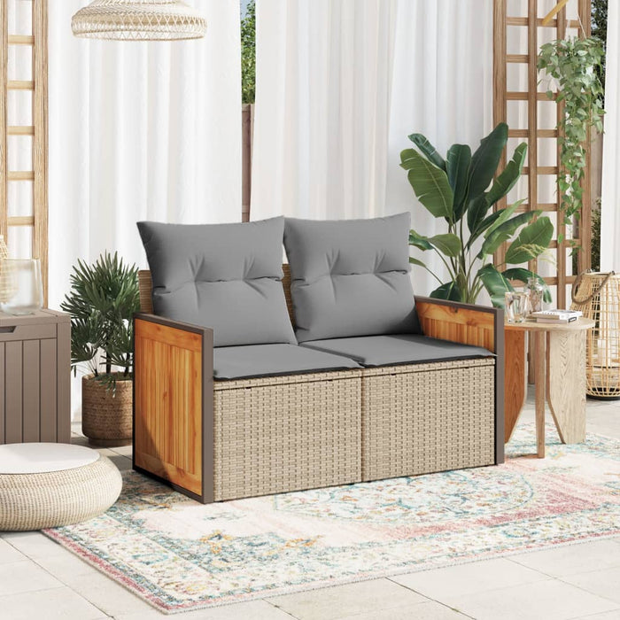 Divano da Giardino con Cuscini a 2 Posti Beige in Polyrattan 366111
