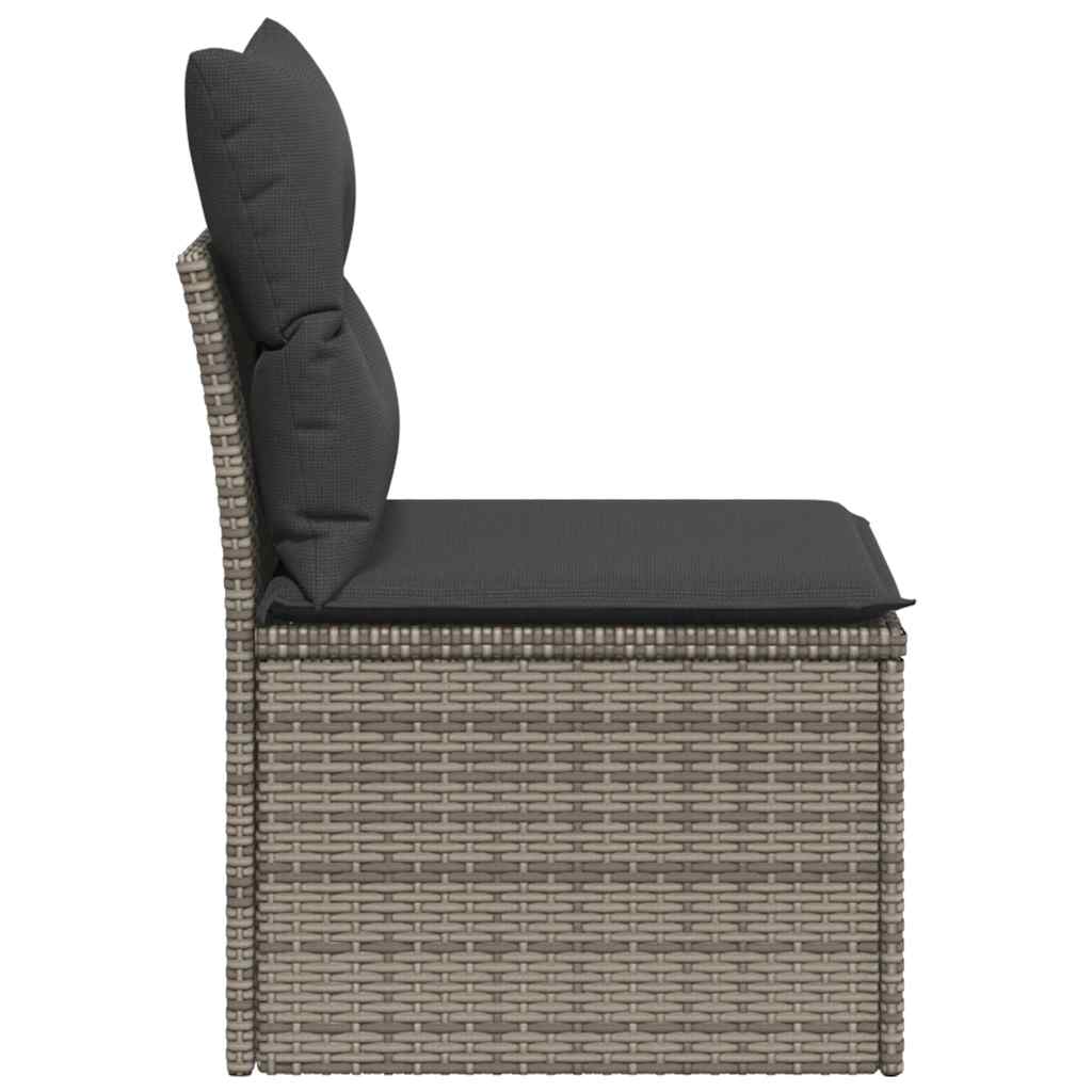 Divano Giardino Senza Braccioli con Cuscini Grigio Polyrattan 366112