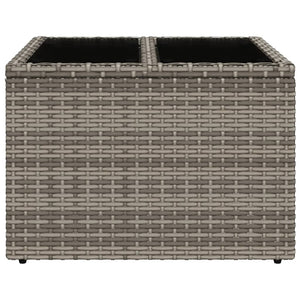 Tavolo da Giardino Piano in Vetro Grigio 55x55x37 cm Polyrattan 366120