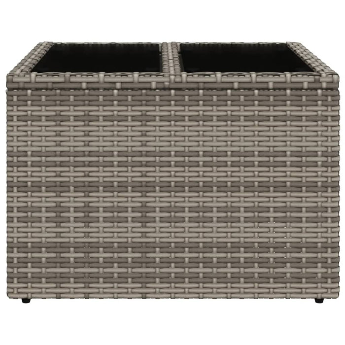 Tavolo da Giardino Piano in Vetro Grigio 55x55x37 cm Polyrattan 366120