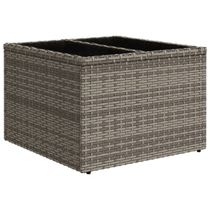 Tavolo da Giardino Piano in Vetro Grigio 55x55x37 cm Polyrattan 366120