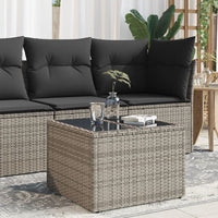 Tavolo da Giardino Piano in Vetro Grigio 55x55x37 cm Polyrattan 366120