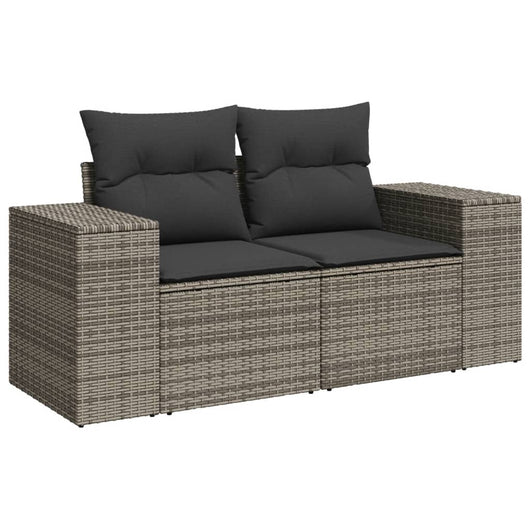 Divano da Giardino con Cuscini 2 Posti Grigio in Polyrattan 366125