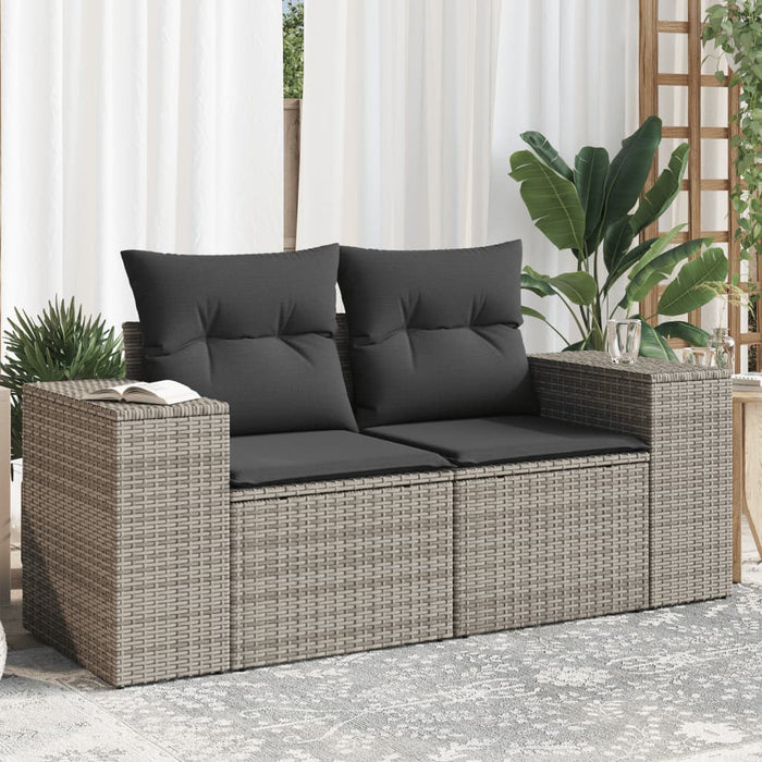 Divano da Giardino con Cuscini 2 Posti Grigio in Polyrattan 366125