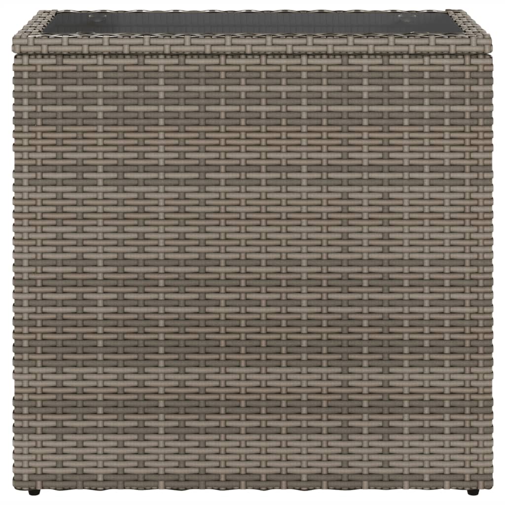 Tavolino Giardino Piano Vetro Grigio 58x27,5x55 cm Polyrattan 366133