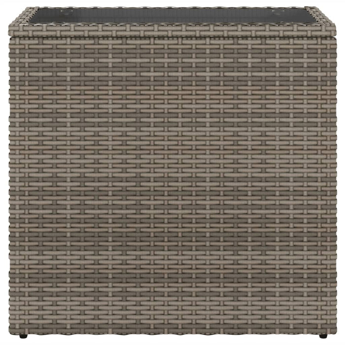 Tavolino Giardino Piano Vetro Grigio 58x27,5x55 cm Polyrattan 366133