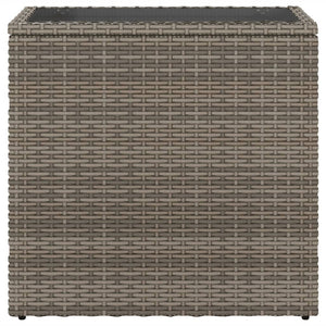 Tavolino-Tavolino da soggiorno-Tavolo Giardino Piano Vetro Grigio 58x27,5x55 cm Polyrattan