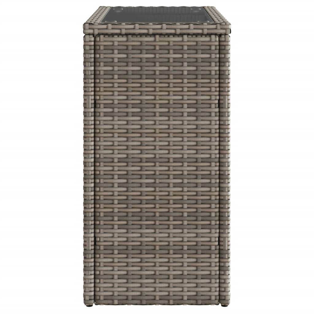 Tavolino Giardino Piano Vetro Grigio 58x27,5x55 cm Polyrattan 366133