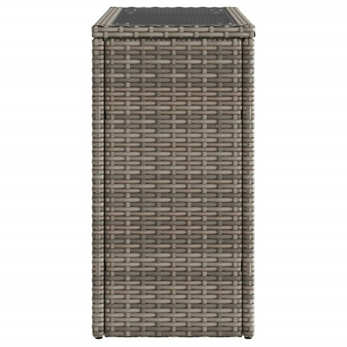 Tavolino Giardino Piano Vetro Grigio 58x27,5x55 cm Polyrattan 366133