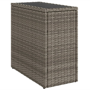 Tavolino-Tavolino da soggiorno-Tavolo Giardino Piano Vetro Grigio 58x27,5x55 cm Polyrattan