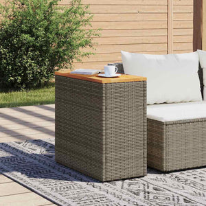 Tavolino-Tavolino da soggiorno-Tavolo Giardino Piano in Legno Grigio 58x27,5x55cm Polyrattan