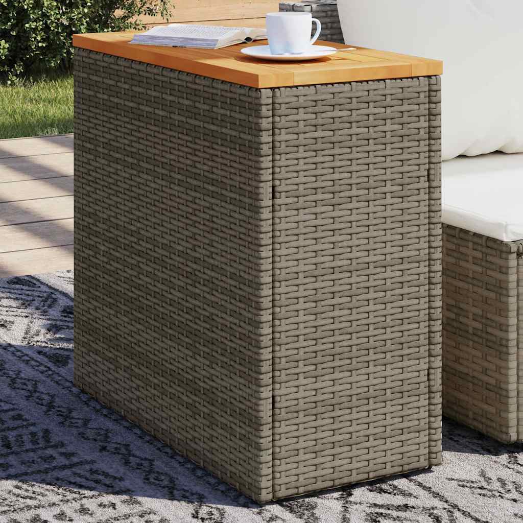Tavolino-Tavolino da soggiorno-Tavolo Giardino Piano in Legno Grigio 58x27,5x55cm Polyrattan