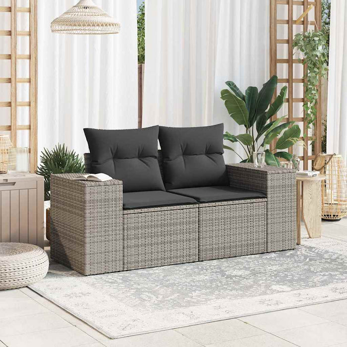 Divano da Giardino con Cuscini 2 Posti Grigio in Polyrattan 366143