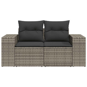 Divano da Giardino con Cuscini 2 Posti Grigio in Polyrattan