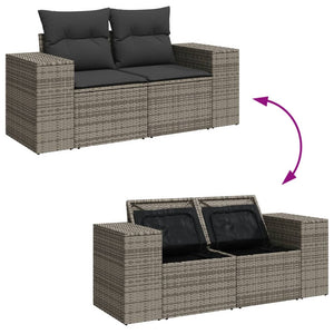 Divano da Giardino con Cuscini 2 Posti Grigio in Polyrattan 366143