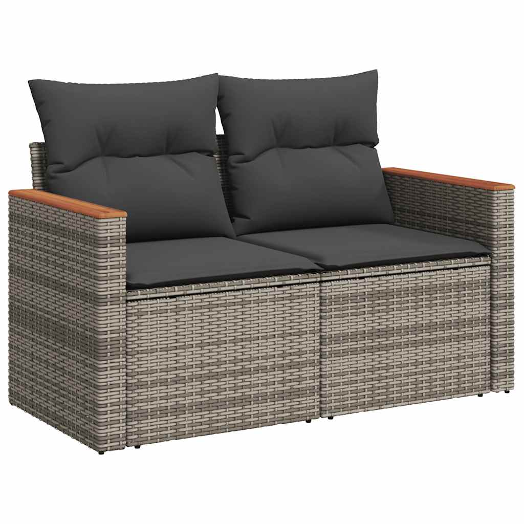 Divano da Giardino con Cuscini 2 Posti Grigio in Polyrattan 366144