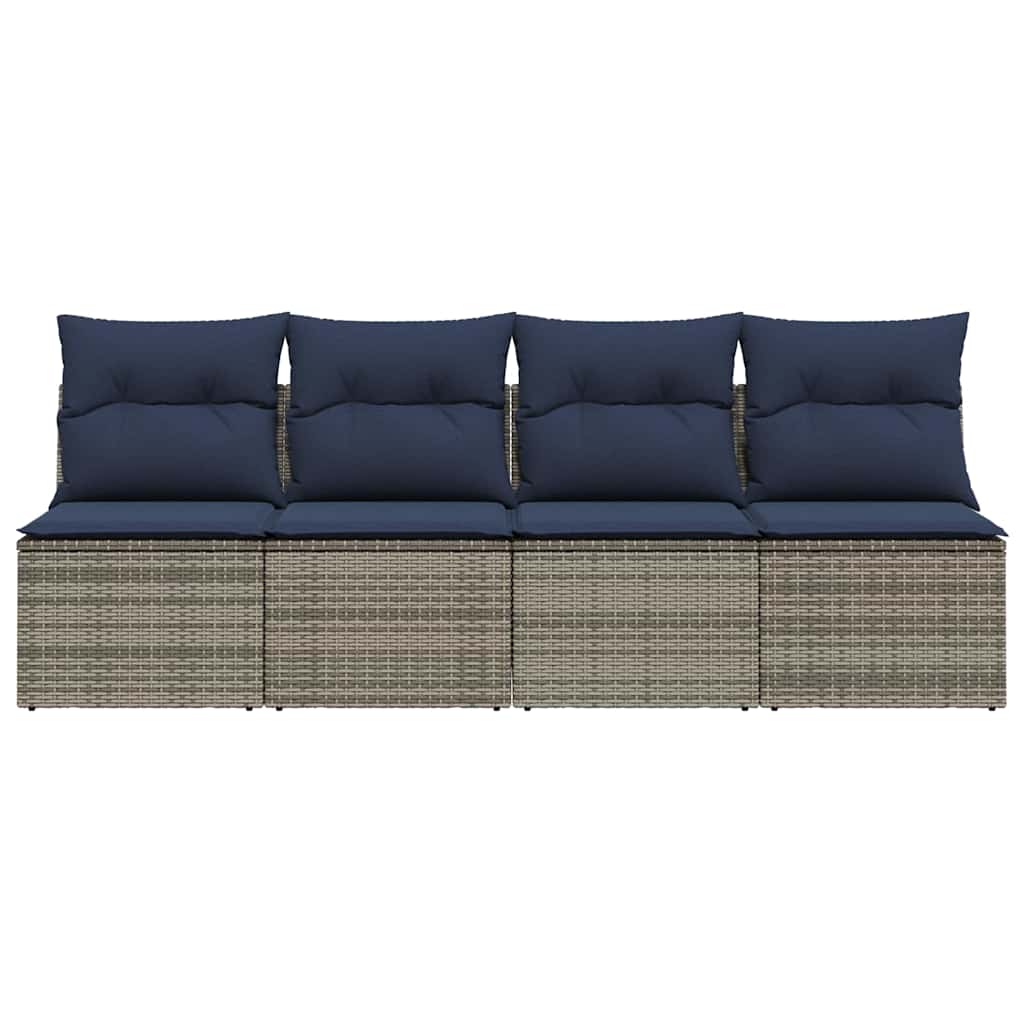 vidaXL Divano da Giardino con Cuscini 4 Posti Grigio in Polyrattan
