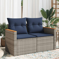 Divano da giardino con cuscini a 2 posti grigio in polyrattan 366159
