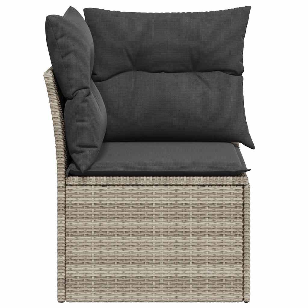 Divano Angolare Giardino con Cuscini-Sofa da Giardino-Divanetto da esterno Grigio Chiaro Polyrattan 920543