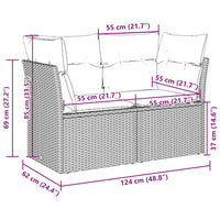 Divano da Giardino con Cuscini 2 Posti Grigio Chiaro Polyrattan 366176