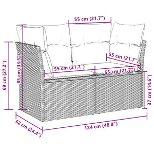 Divano da Giardino con Cuscini 2 Posti Grigio Chiaro Polyrattan 366176