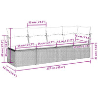 Divano da Giardino con Cuscini 4 Posti Grigio Chiaro Polyrattan 366177