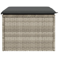 Sgabello Giardino e Cuscino Grigio Chiaro 55x55x37cm Polyrattan
