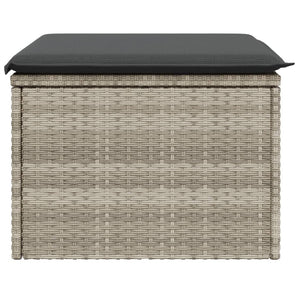 Sgabello Giardino e Cuscino Grigio Chiaro 55x55x37cm Polyrattan
