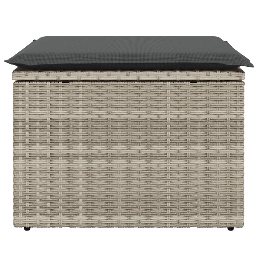 Sgabello Giardino e Cuscino Grigio Chiaro 55x55x37cm Polyrattan 366181