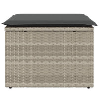 Sgabello Giardino e Cuscino Grigio Chiaro 55x55x37cm Polyrattan 366181