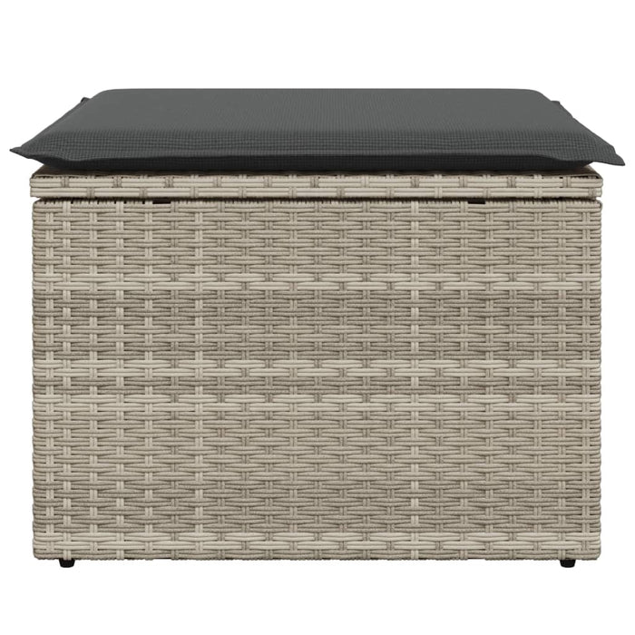 Sgabello Giardino e Cuscino Grigio Chiaro 55x55x37cm Polyrattan 366181