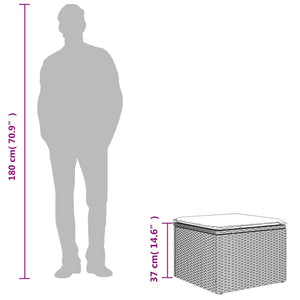 Sgabello Giardino e Cuscino Grigio Chiaro 55x55x37cm Polyrattan