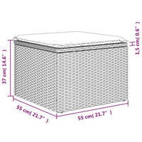 Sgabello Giardino e Cuscino Grigio Chiaro 55x55x37cm Polyrattan 366181