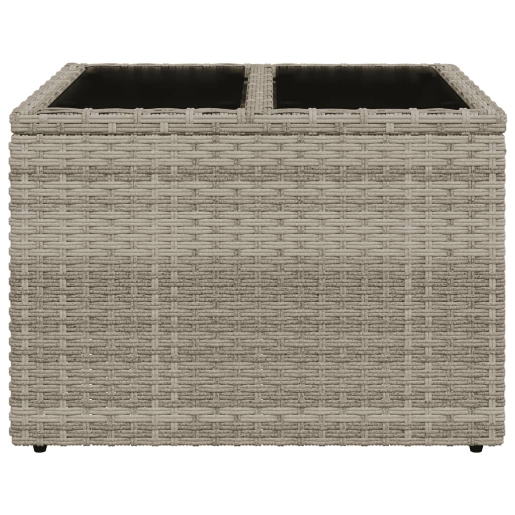 Tavolo Giardino Piano Vetro Grigio Chiaro 55x55x37cm Polyrattan 366182