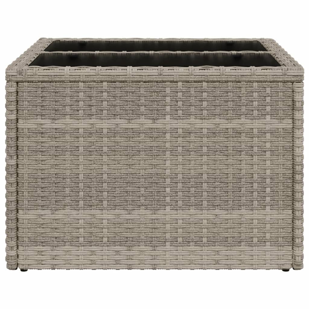Tavolo Giardino Piano Vetro Grigio Chiaro 55x55x37cm Polyrattan 366182