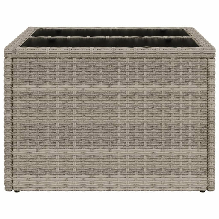 Tavolo Giardino Piano Vetro Grigio Chiaro 55x55x37cm Polyrattan 366182