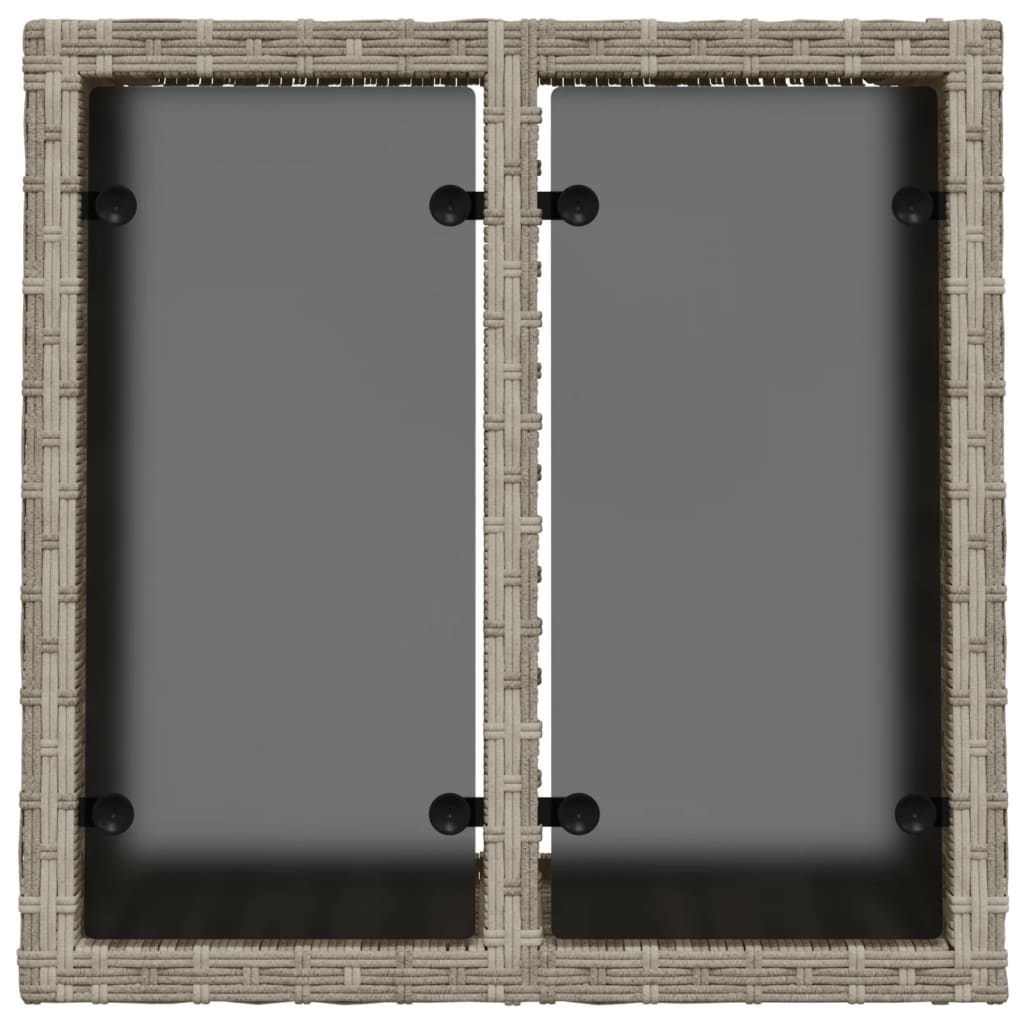 Tavolo Giardino Piano Vetro Grigio Chiaro 55x55x37cm Polyrattan 366182