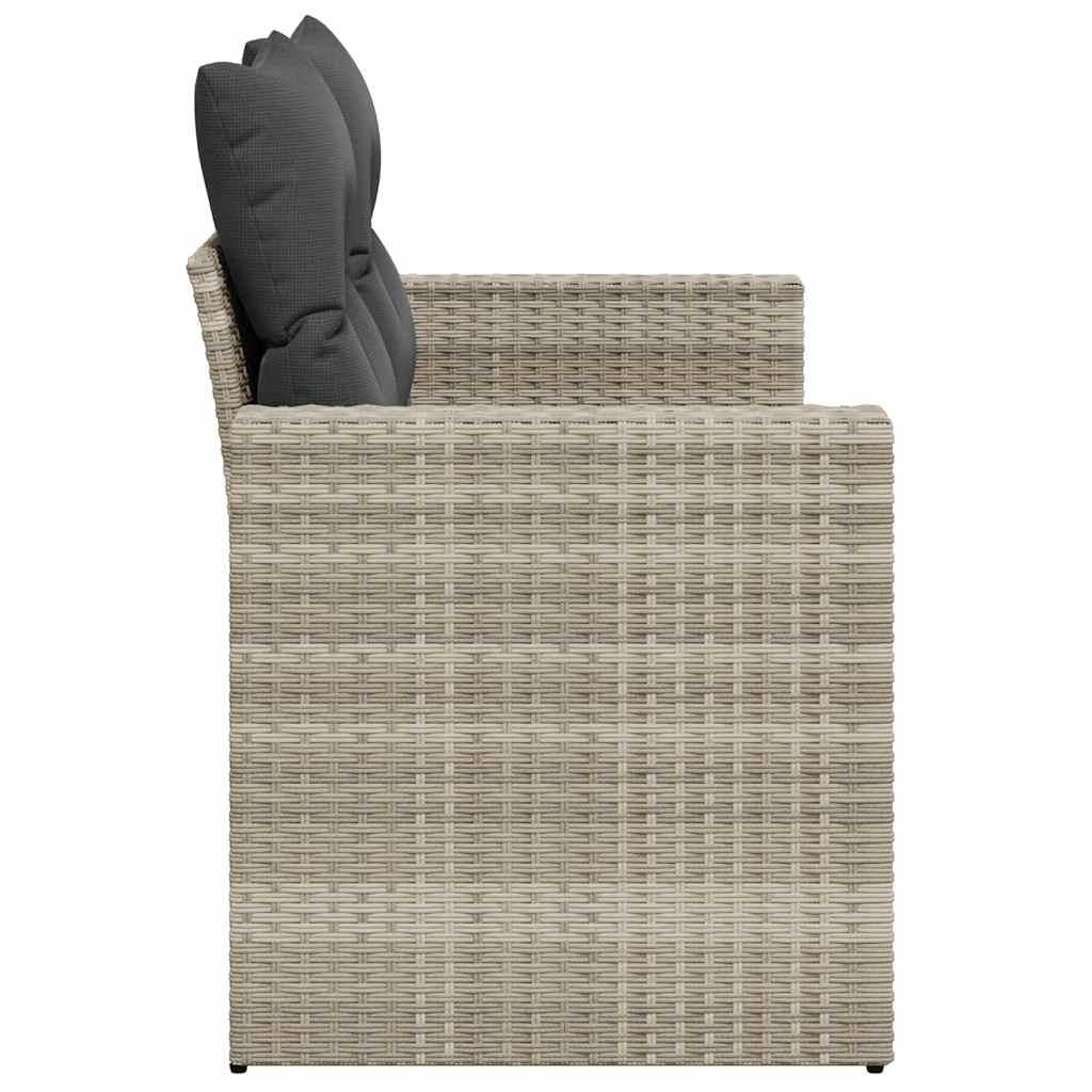 Divano da Giardino con Cuscini 2 Posti Grigio Chiaro Polyrattan