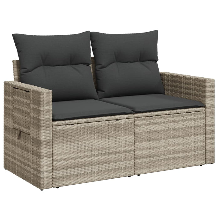 Divano da Giardino con Cuscini 2 Posti Grigio Chiaro Polyrattan 366185