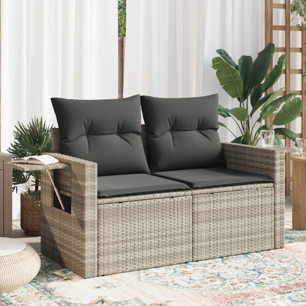 vidaXL Divano da Giardino con Cuscini 2 Posti Grigio Chiaro Polyrattan