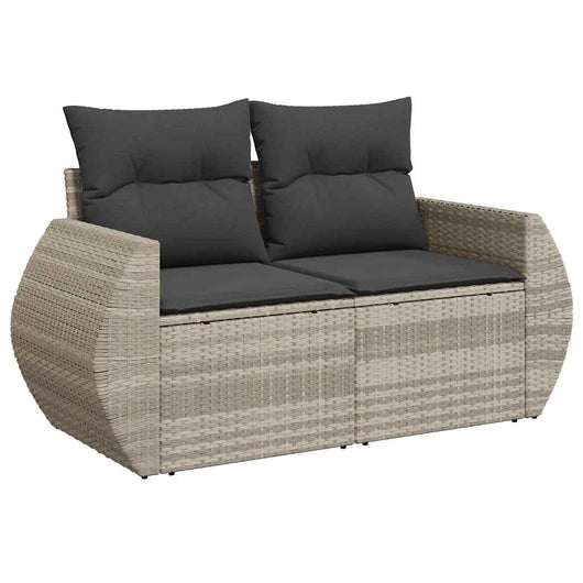 Divano da Giardino con Cuscini 2 Posti Grigio Chiaro Polyrattan