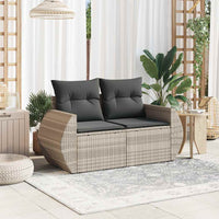 Divano da Giardino con Cuscini 2 Posti Grigio Chiaro Polyrattan