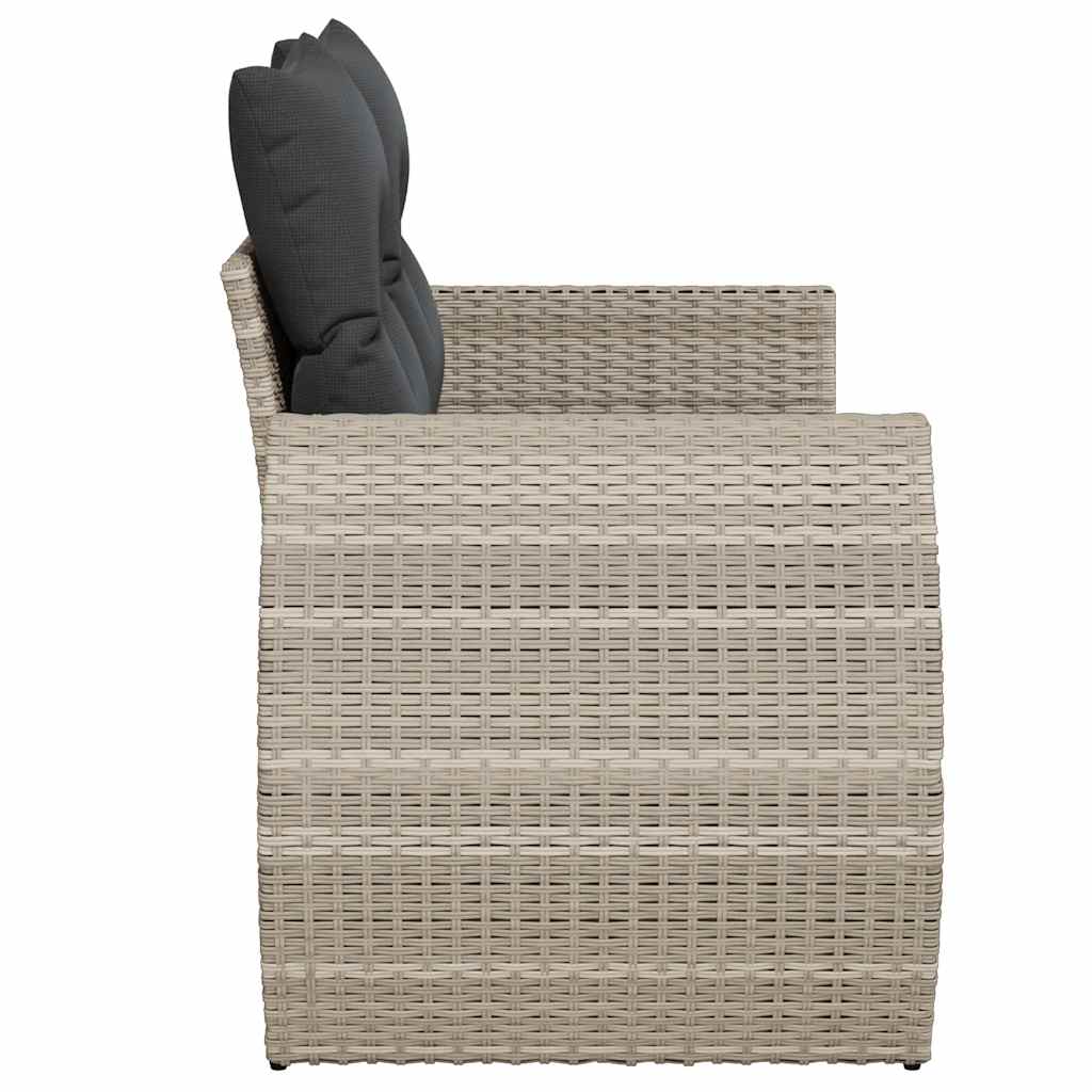 Divano da Giardino con Cuscini 2 Posti Grigio Chiaro Polyrattan