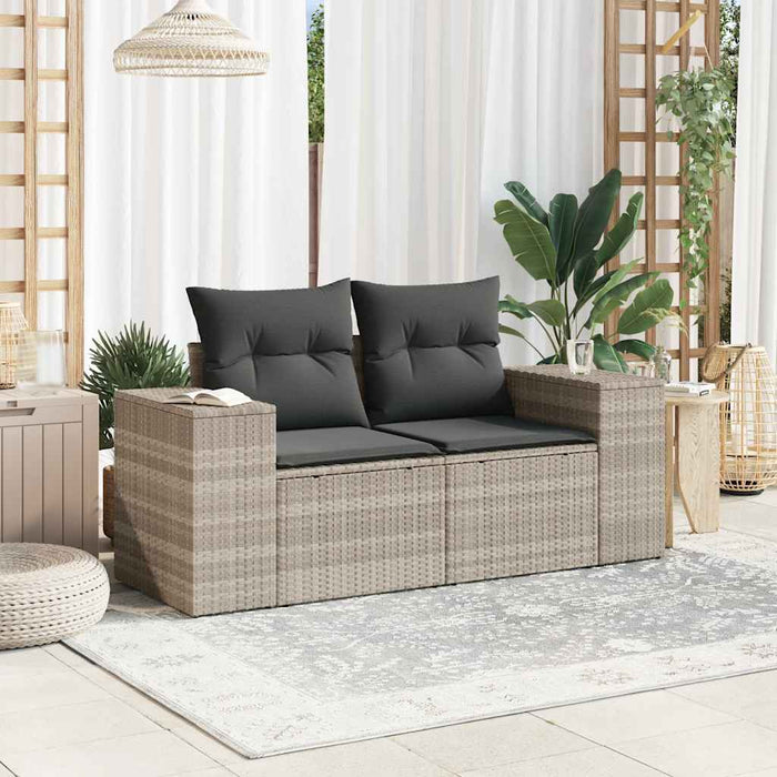 vidaXL Divano da Giardino con Cuscini 2 Posti Grigio Chiaro Polyrattan