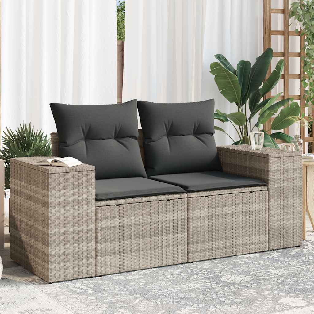 vidaXL Divano da Giardino con Cuscini 2 Posti Grigio Chiaro Polyrattan