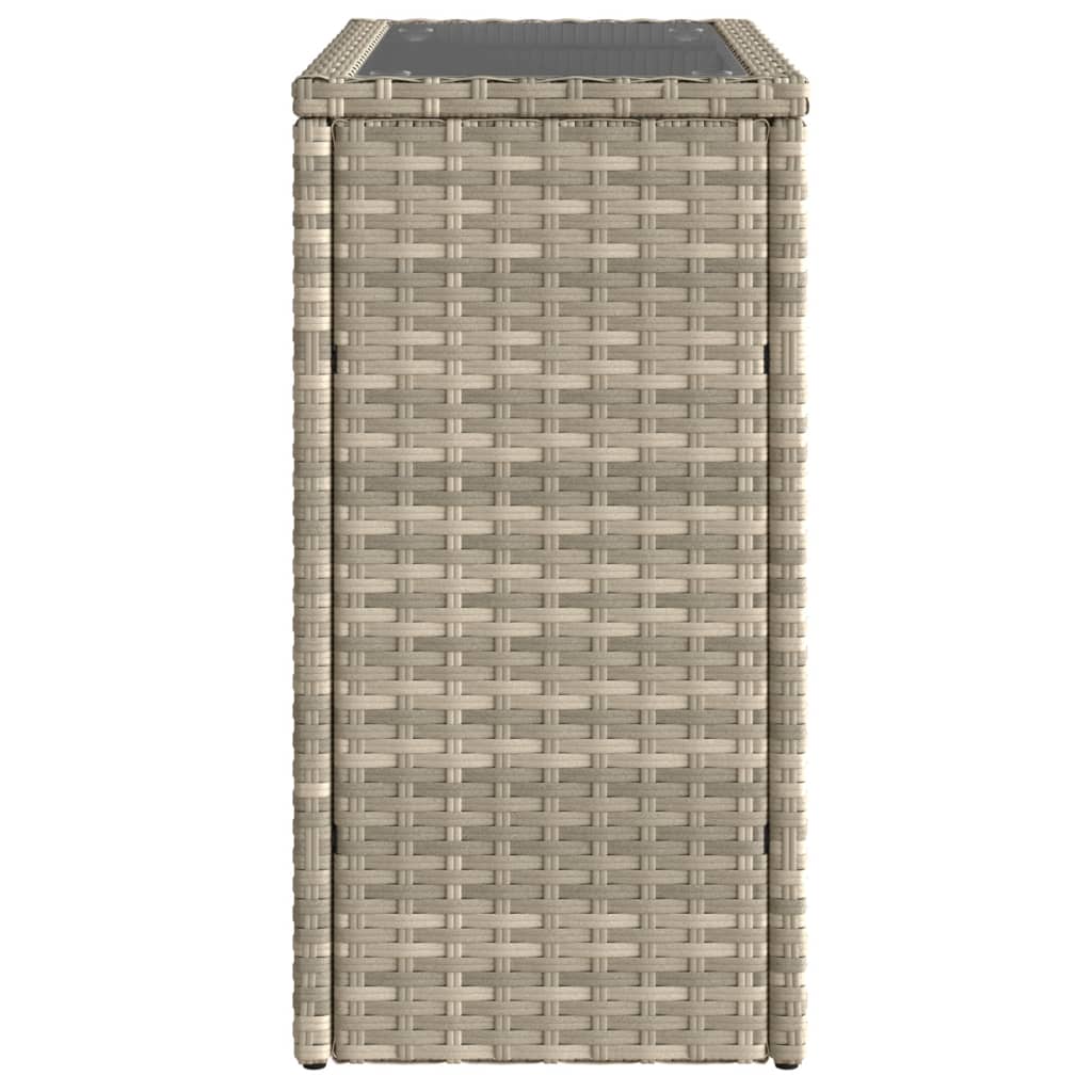 Tavolo Giardino Piano Vetro Grigio Chiaro 58x27,5x55 Polyrattan 366189