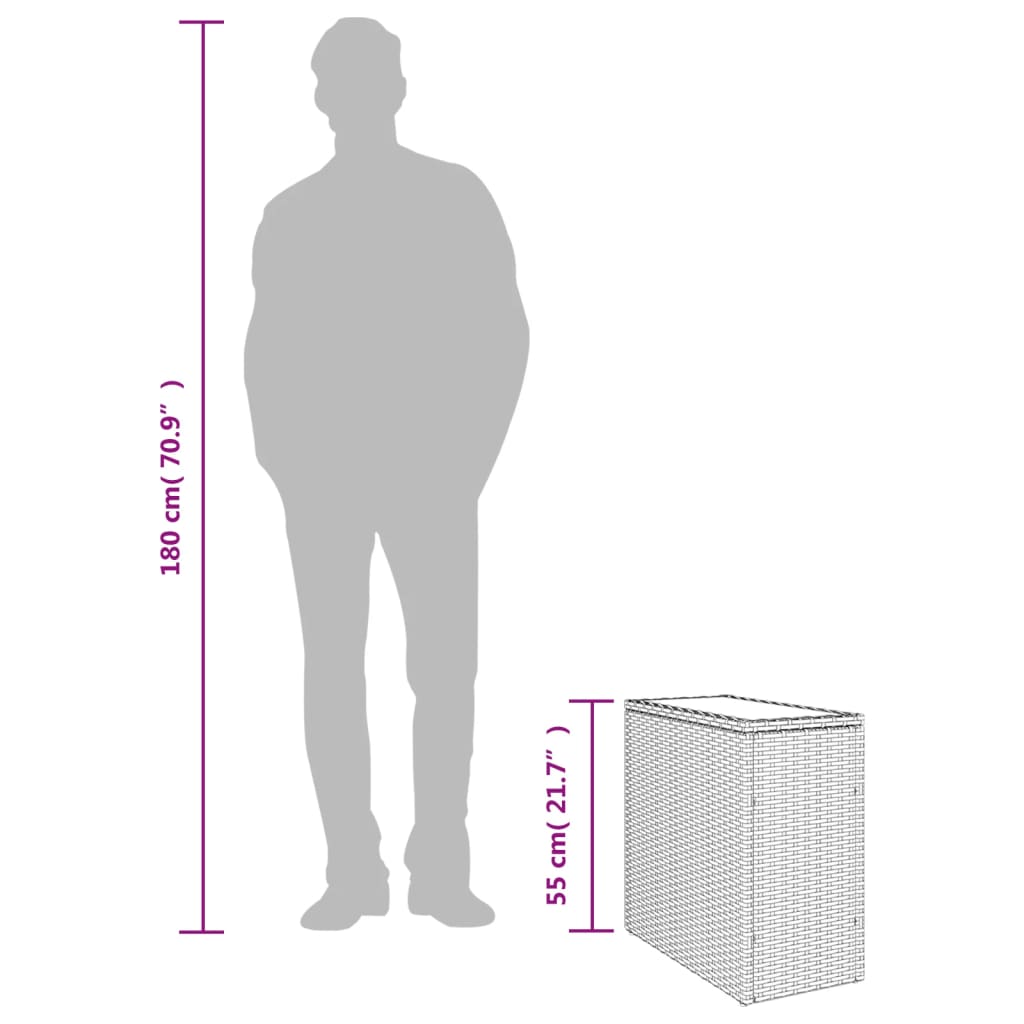 Tavolo Giardino Piano Vetro Grigio Chiaro 58x27,5x55 Polyrattan 366189